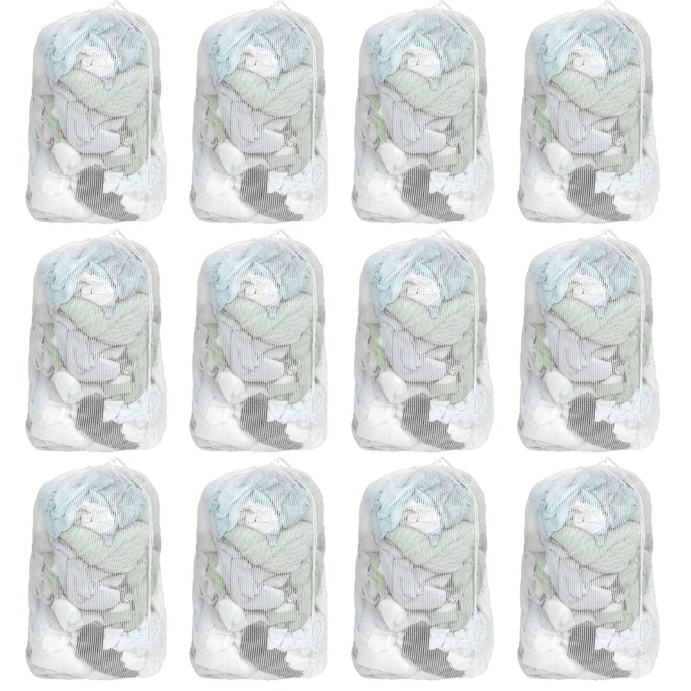12X Drawstring Mesh Laundry Bag Storage Wash Clothes Hamper Heavy Duty 12" X 14"