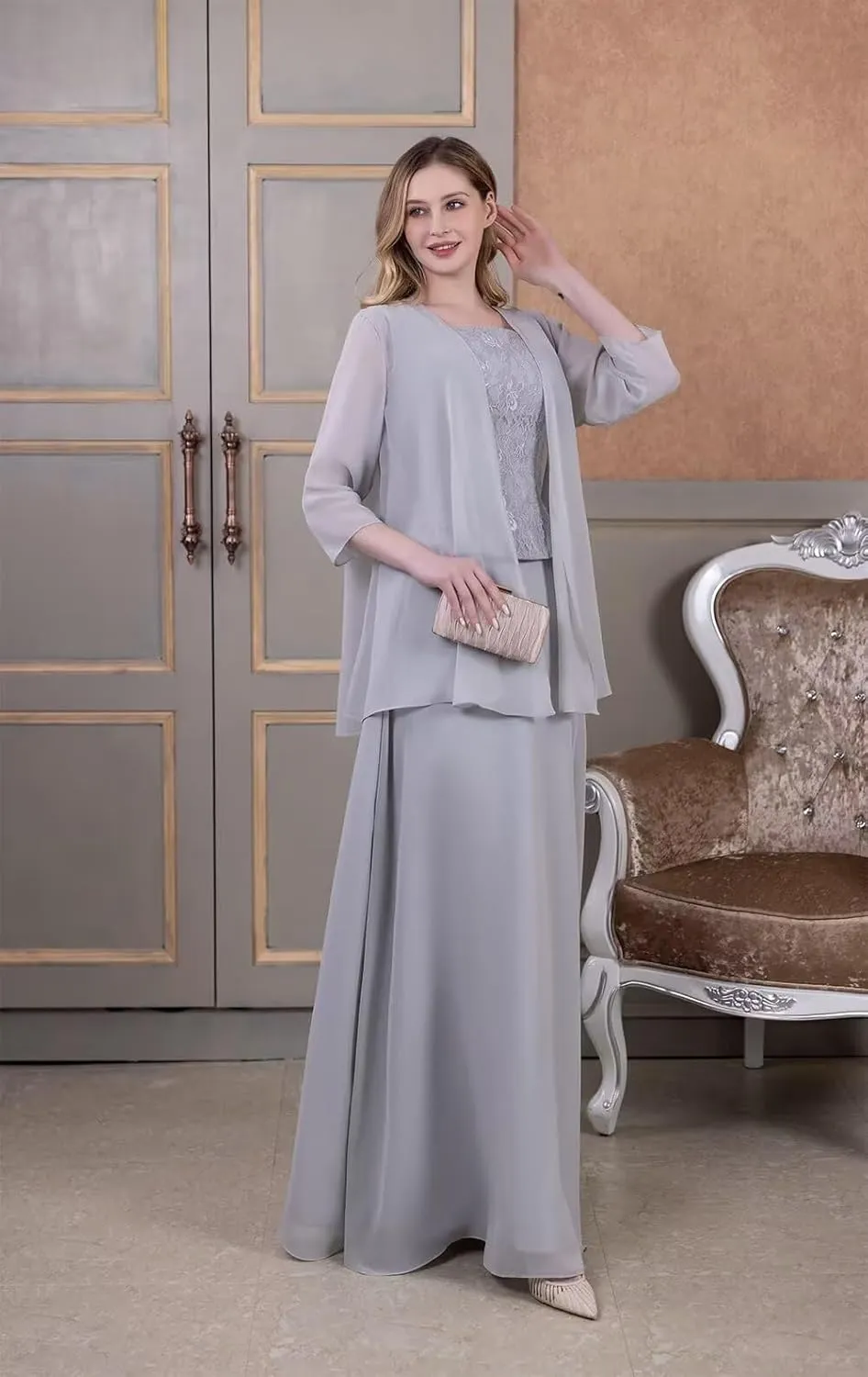 2 Piece Mother of The Bride Dresses for Wedding Mother of The Groom Dresses with Jacket Wedding Guest Dresses for Women