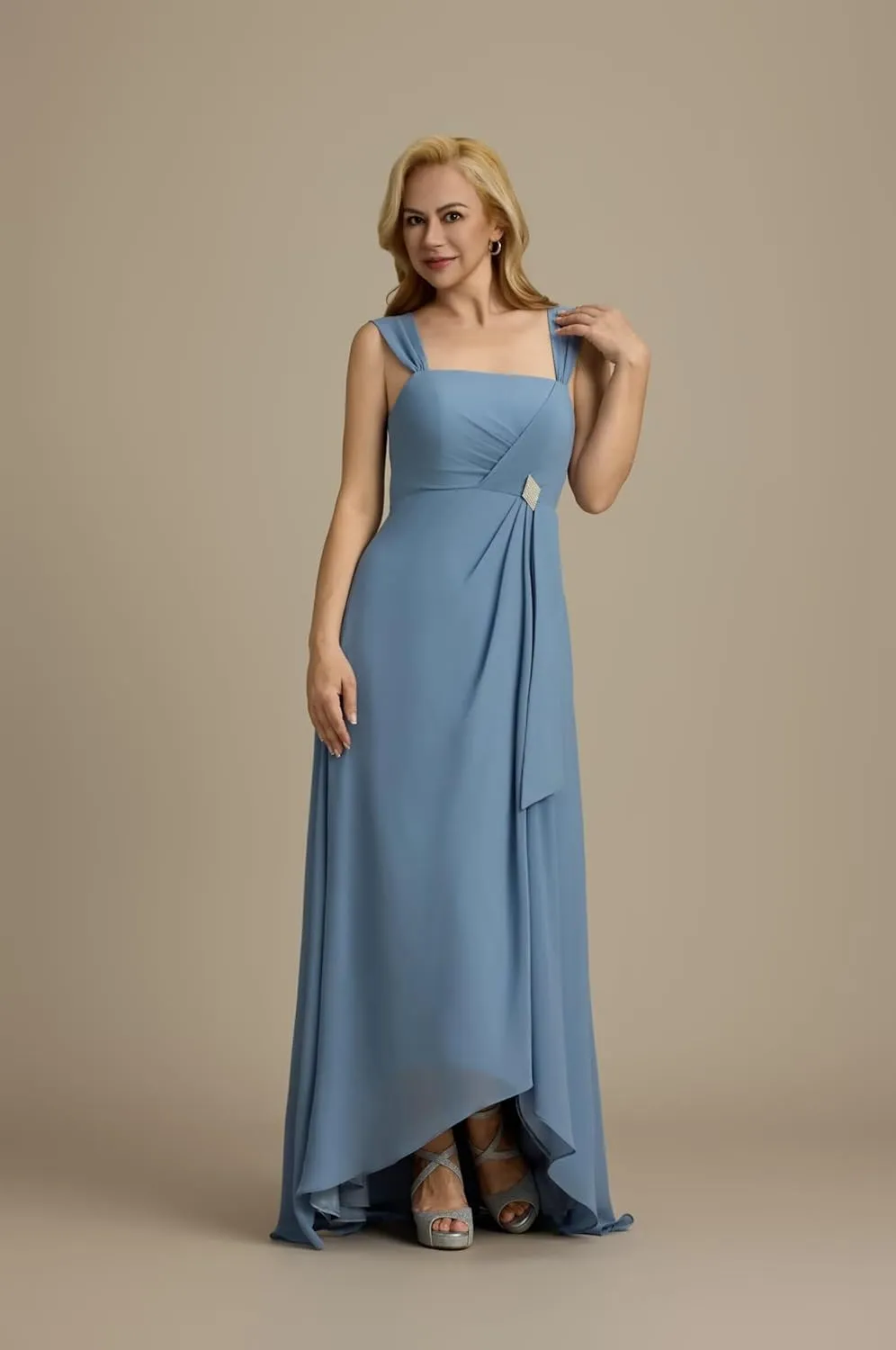 2 Pieces Mother of The Bride Dresses for Women Half Sleeve Chiffon Long Formal Evening Gowns