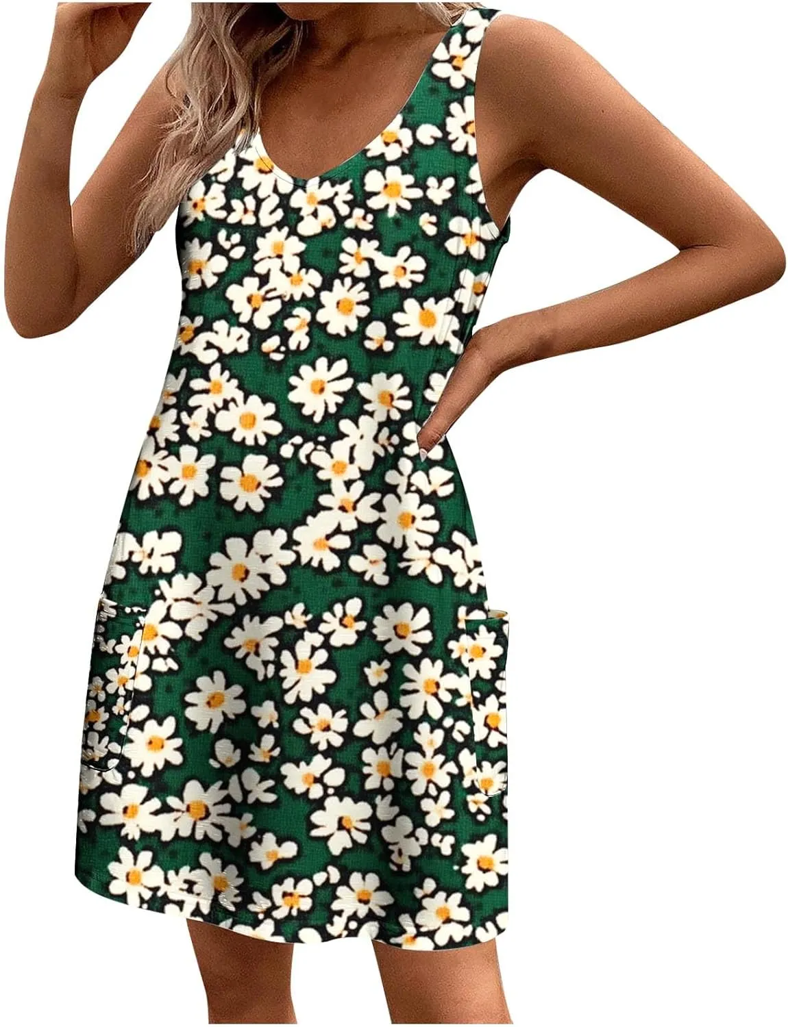 2025 Boho Floral Sundresses for Women Summer Sleeveless Mini Shirt Dress Casual Lounge Beachwear A Line Tank Dresses
