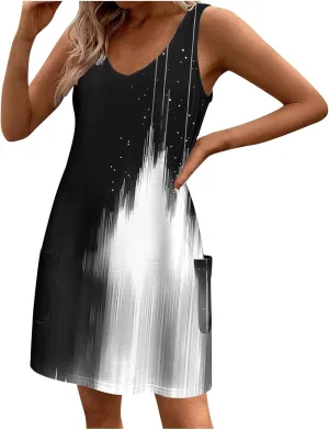 2025 Boho Floral Sundresses for Women Summer Sleeveless Mini Shirt Dress Casual Lounge Beachwear A Line Tank Dresses