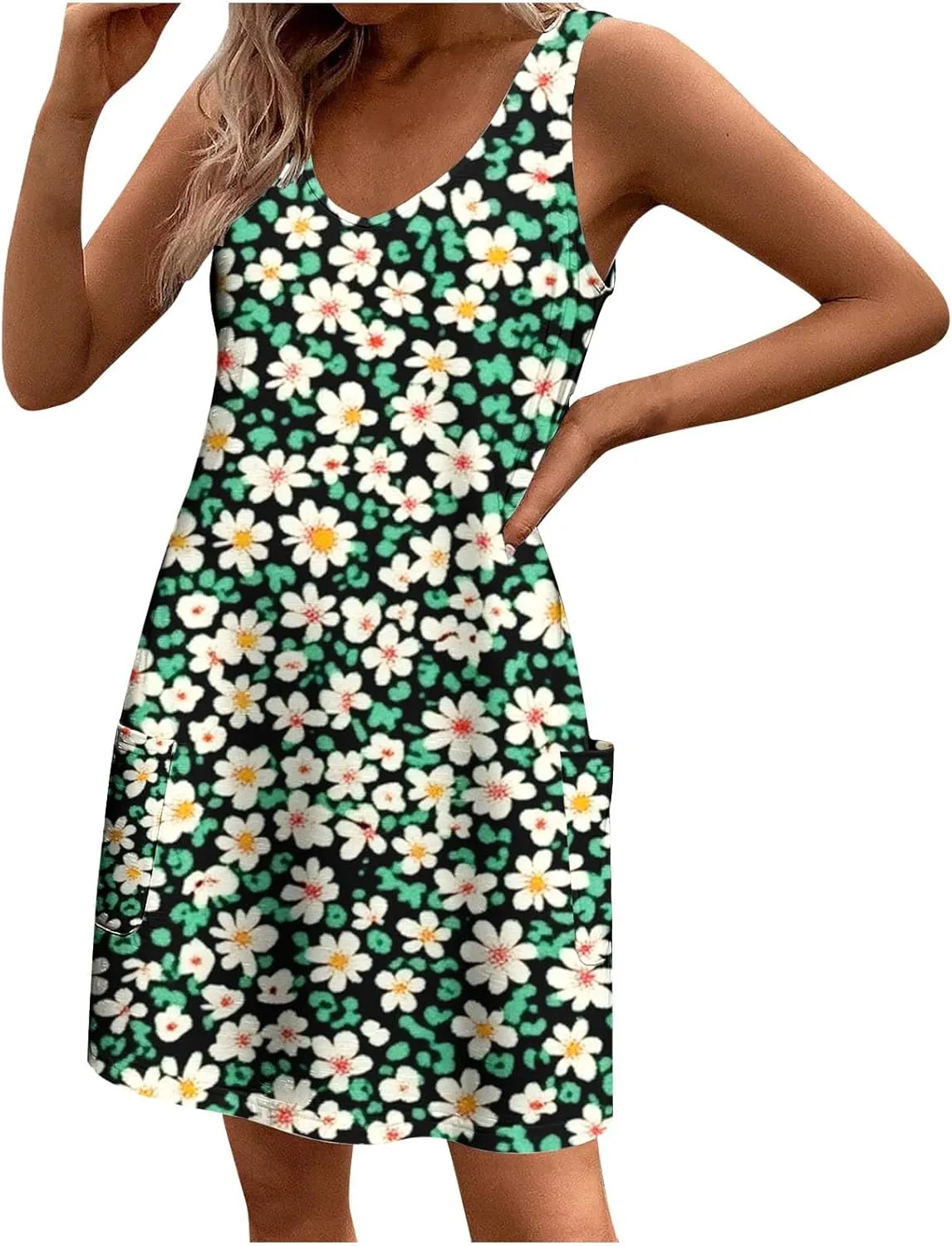 2025 Boho Floral Sundresses for Women Summer Sleeveless Mini Shirt Dress Casual Lounge Beachwear A Line Tank Dresses