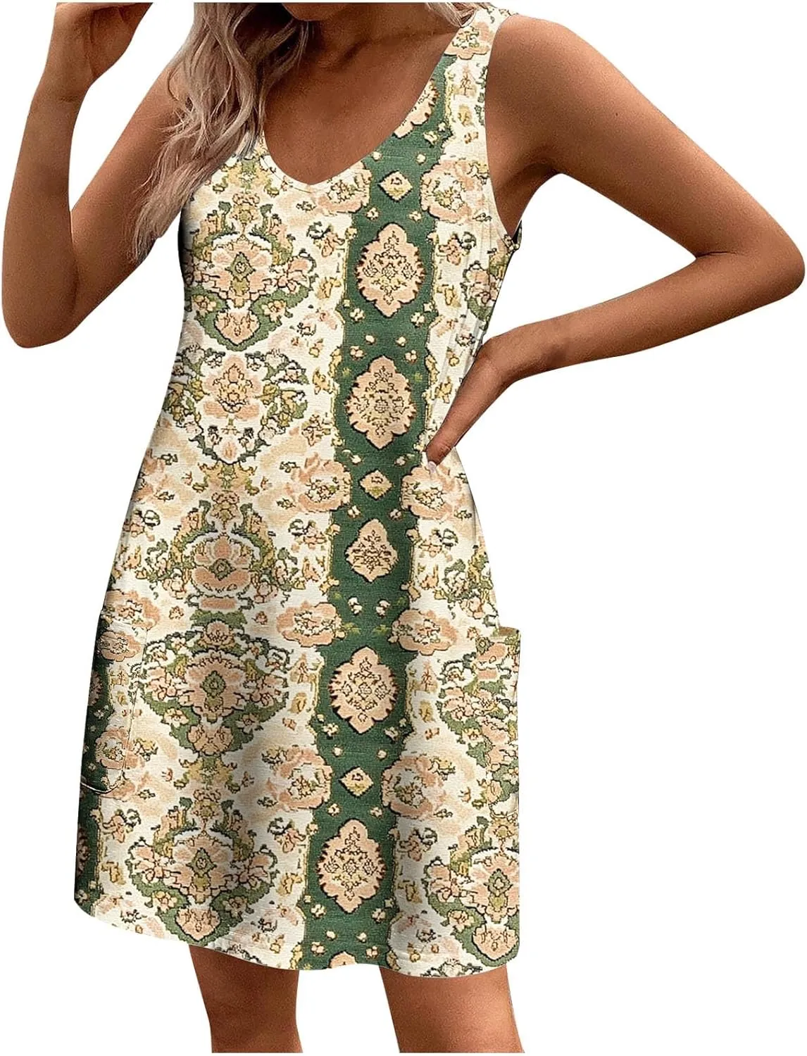 2025 Boho Floral Sundresses for Women Summer Sleeveless Mini Shirt Dress Casual Lounge Beachwear A Line Tank Dresses