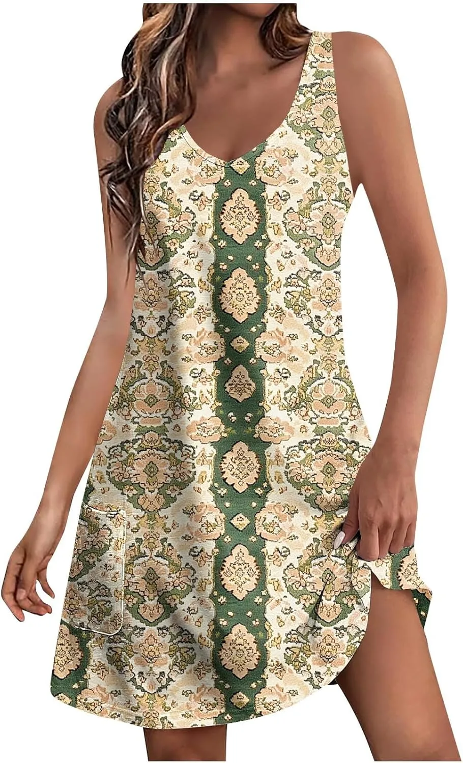 2025 Boho Floral Sundresses for Women Summer Sleeveless Mini Shirt Dress Casual Lounge Beachwear A Line Tank Dresses