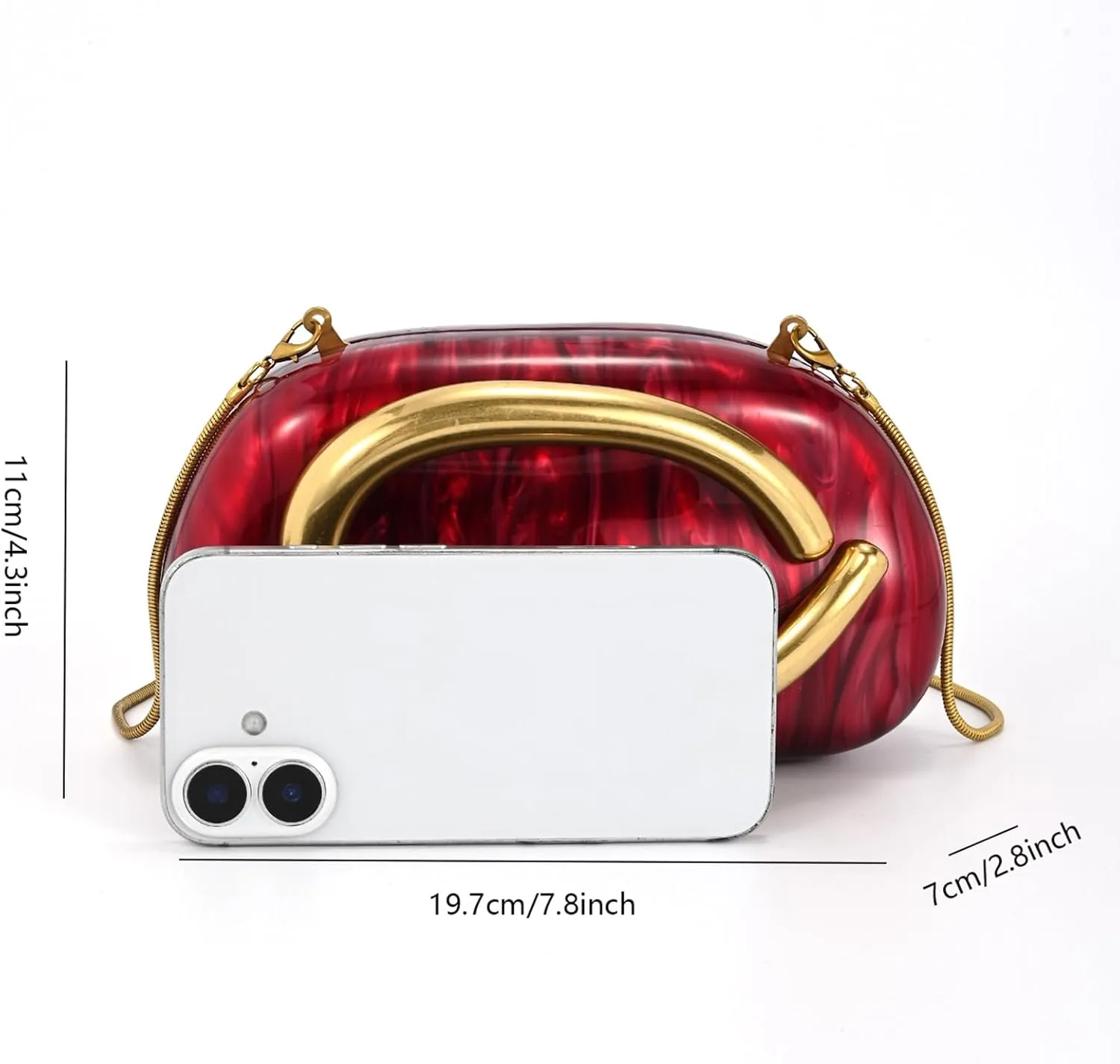 Acrylic Handbags Purses For Women,Crossbody Wallets Designer Clutch Mini Party Evening Bag Trendy Shoulder Gold Chain