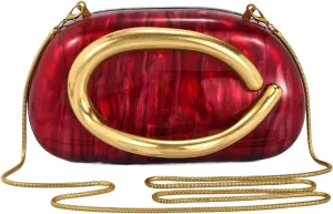 Acrylic Handbags Purses For Women,Crossbody Wallets Designer Clutch Mini Party Evening Bag Trendy Shoulder Gold Chain