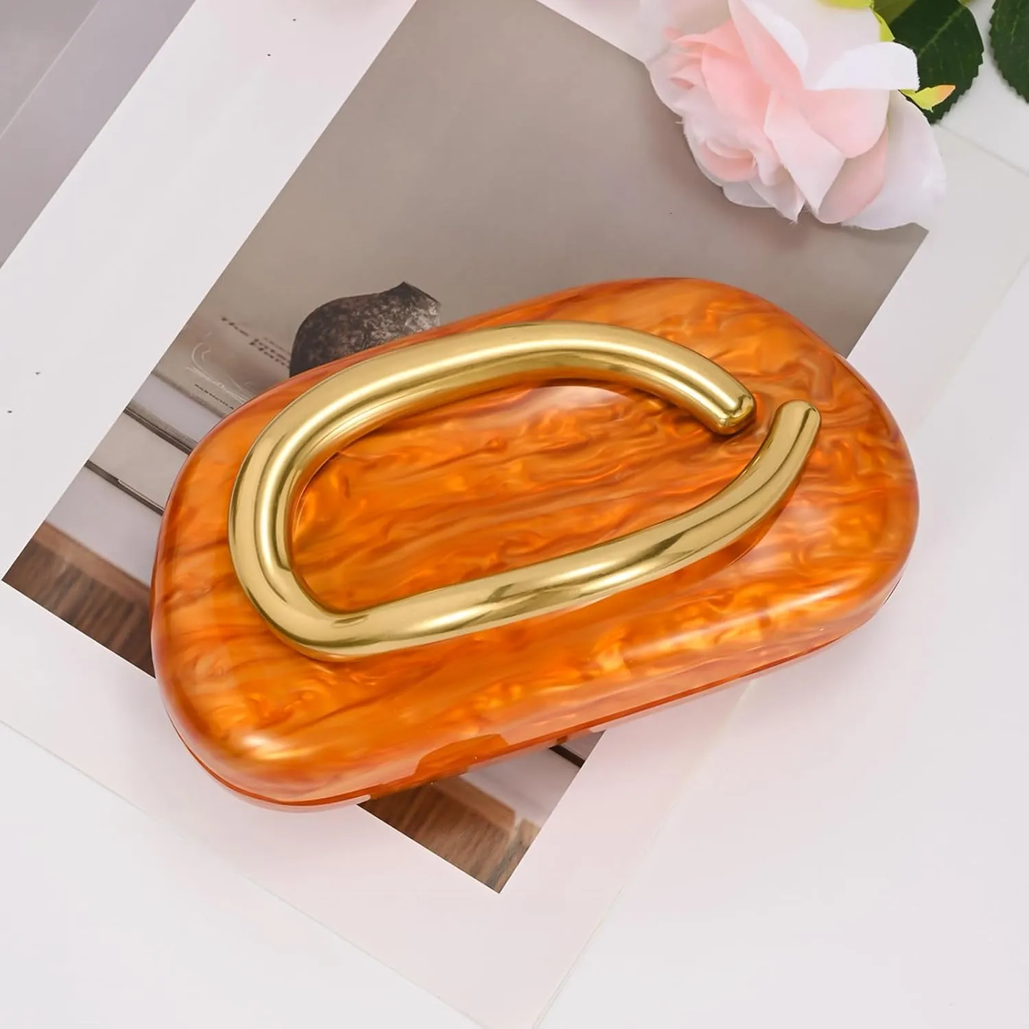 Acrylic Handbags Purses For Women,Crossbody Wallets Designer Clutch Mini Party Evening Bag Trendy Shoulder Gold Chain