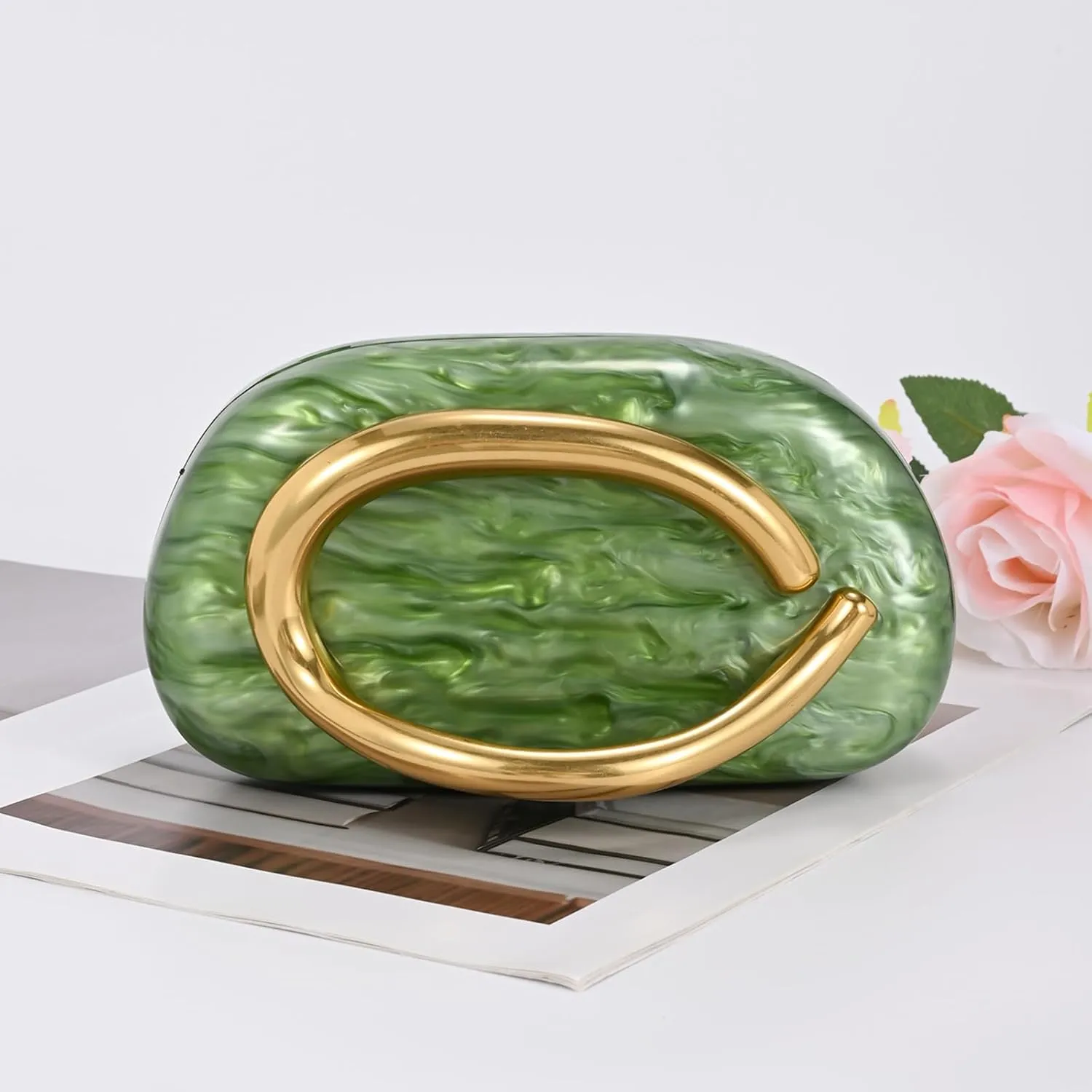 Acrylic Handbags Purses For Women,Crossbody Wallets Designer Clutch Mini Party Evening Bag Trendy Shoulder Gold Chain