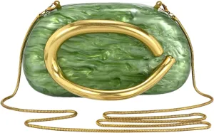 Acrylic Handbags Purses For Women,Crossbody Wallets Designer Clutch Mini Party Evening Bag Trendy Shoulder Gold Chain