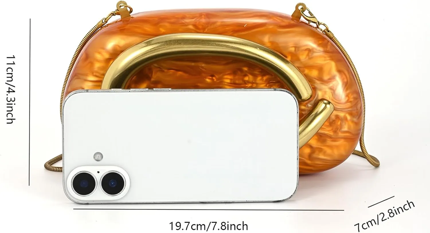 Acrylic Handbags Purses For Women,Crossbody Wallets Designer Clutch Mini Party Evening Bag Trendy Shoulder Gold Chain