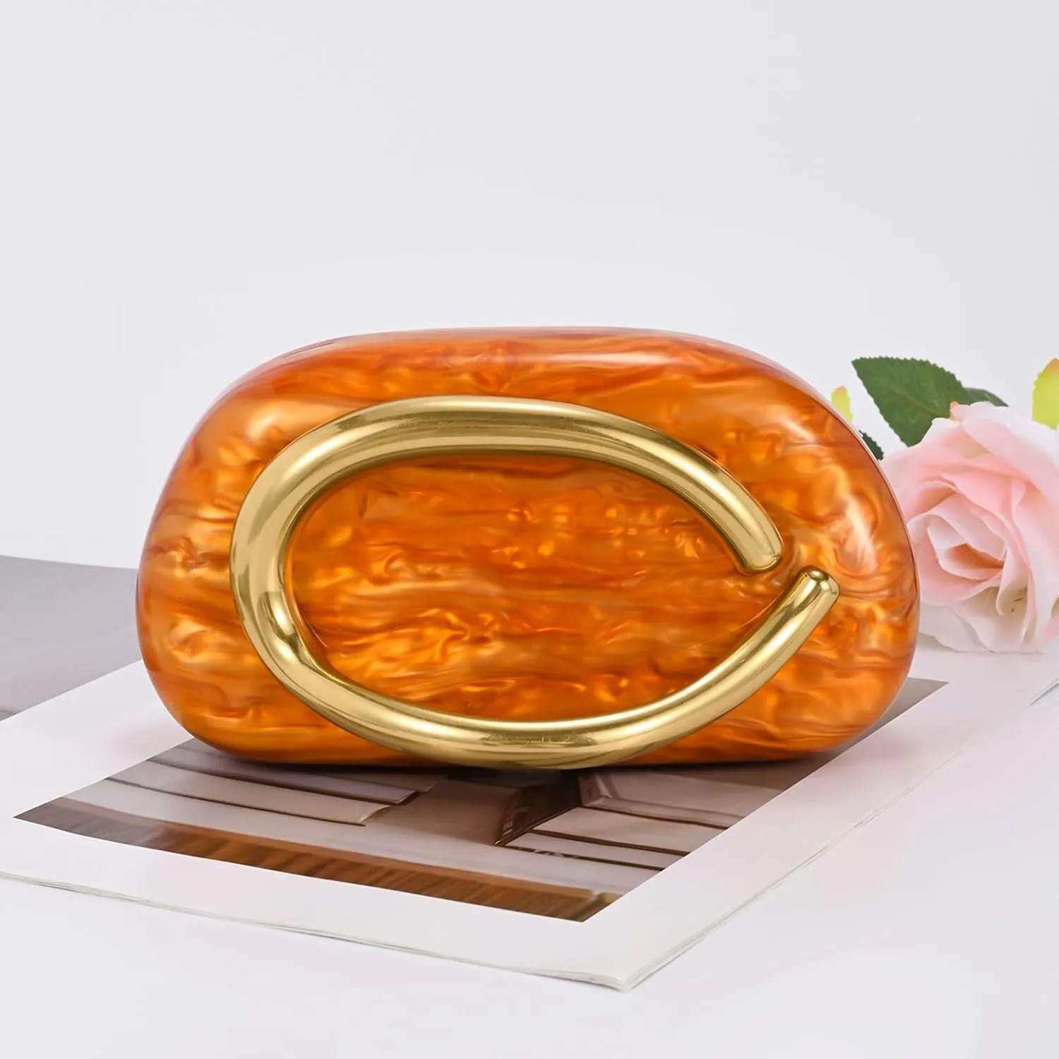 Acrylic Handbags Purses For Women,Crossbody Wallets Designer Clutch Mini Party Evening Bag Trendy Shoulder Gold Chain