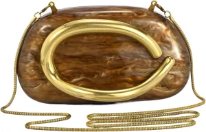 Acrylic Handbags Purses For Women,Crossbody Wallets Designer Clutch Mini Party Evening Bag Trendy Shoulder Gold Chain