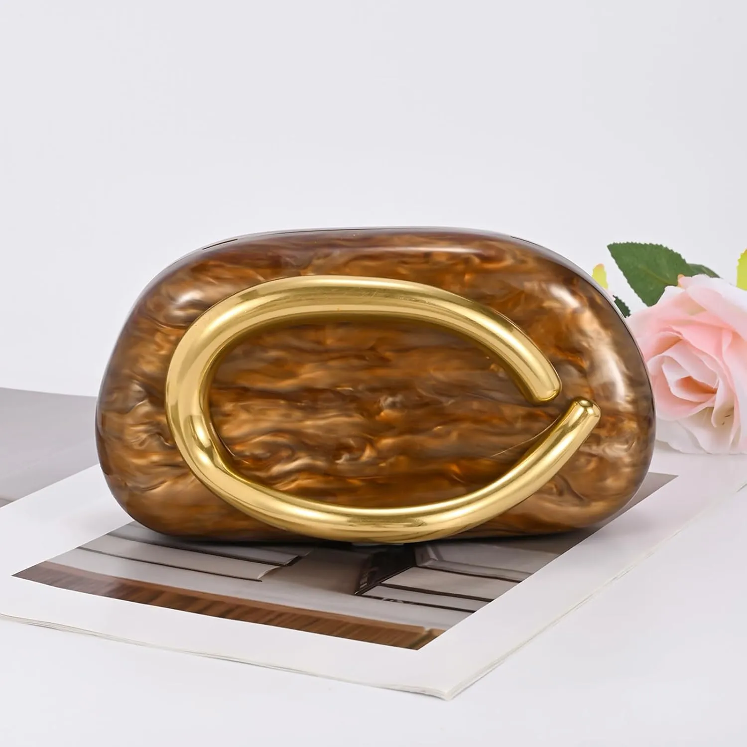 Acrylic Handbags Purses For Women,Crossbody Wallets Designer Clutch Mini Party Evening Bag Trendy Shoulder Gold Chain