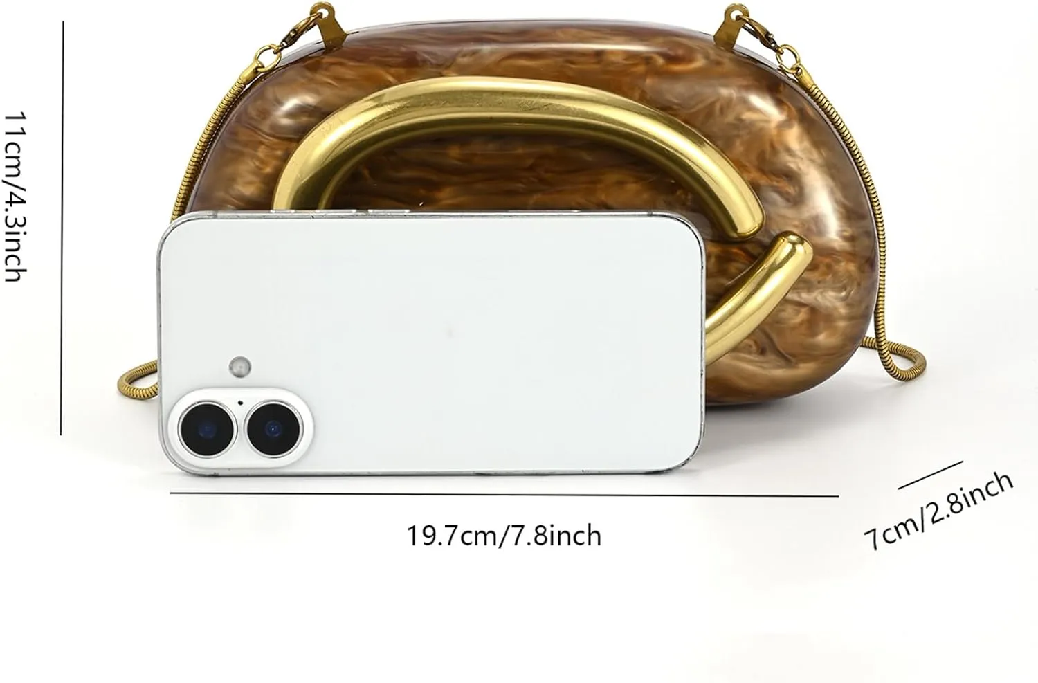 Acrylic Handbags Purses For Women,Crossbody Wallets Designer Clutch Mini Party Evening Bag Trendy Shoulder Gold Chain