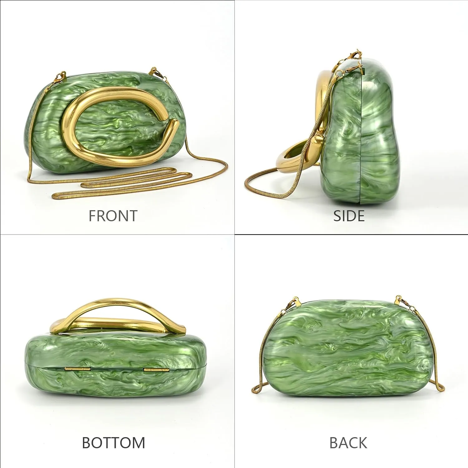 Acrylic Handbags Purses For Women,Crossbody Wallets Designer Clutch Mini Party Evening Bag Trendy Shoulder Gold Chain