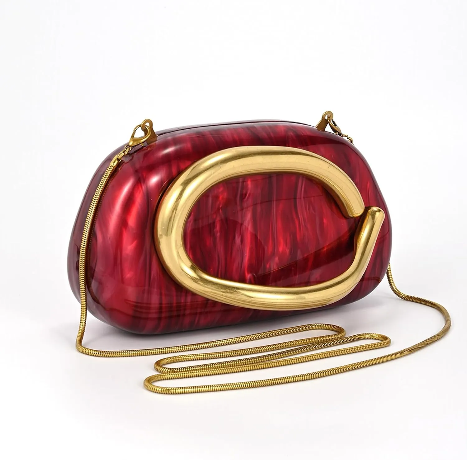 Acrylic Handbags Purses For Women,Crossbody Wallets Designer Clutch Mini Party Evening Bag Trendy Shoulder Gold Chain
