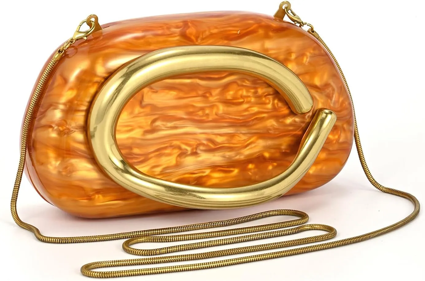 Acrylic Handbags Purses For Women,Crossbody Wallets Designer Clutch Mini Party Evening Bag Trendy Shoulder Gold Chain