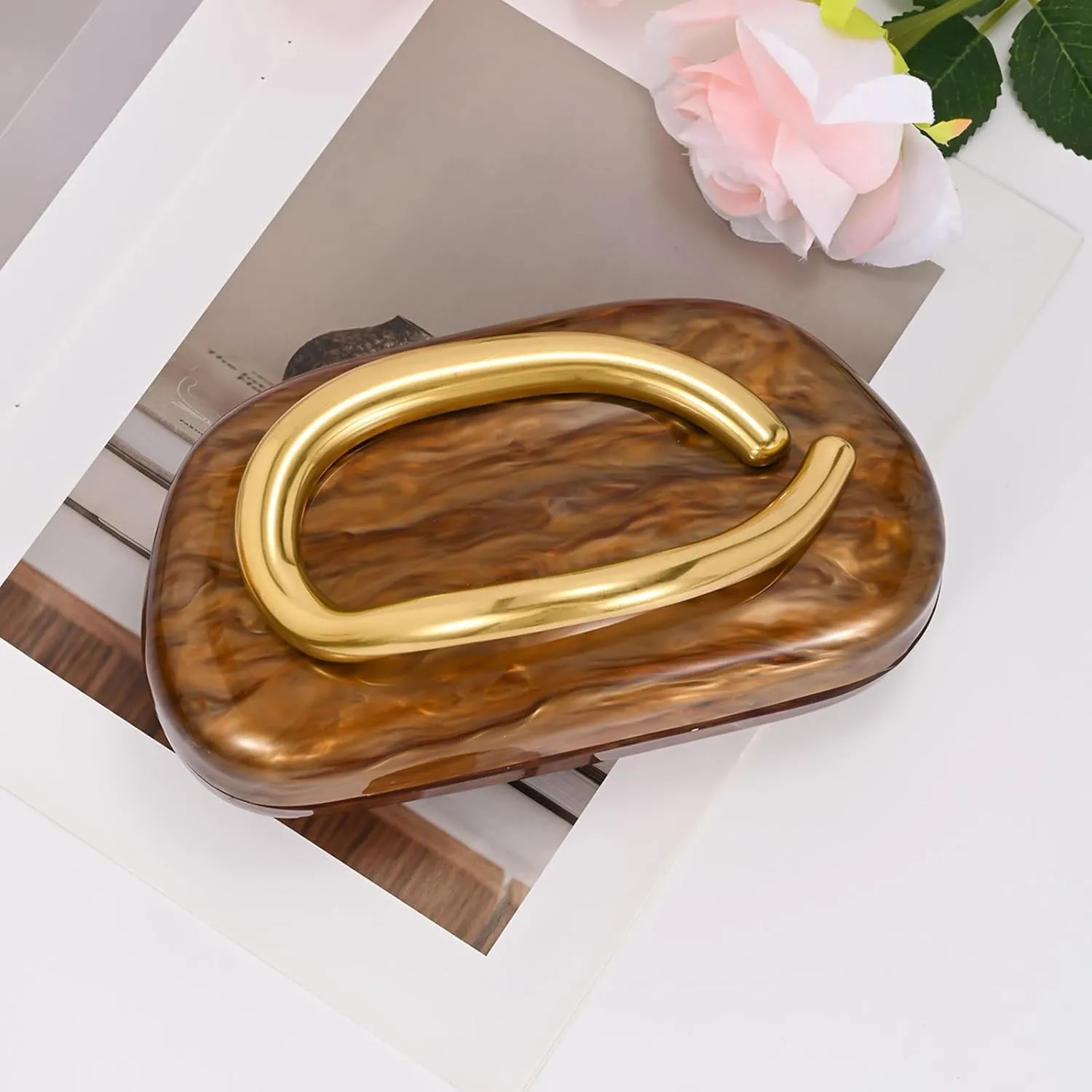 Acrylic Handbags Purses For Women,Crossbody Wallets Designer Clutch Mini Party Evening Bag Trendy Shoulder Gold Chain
