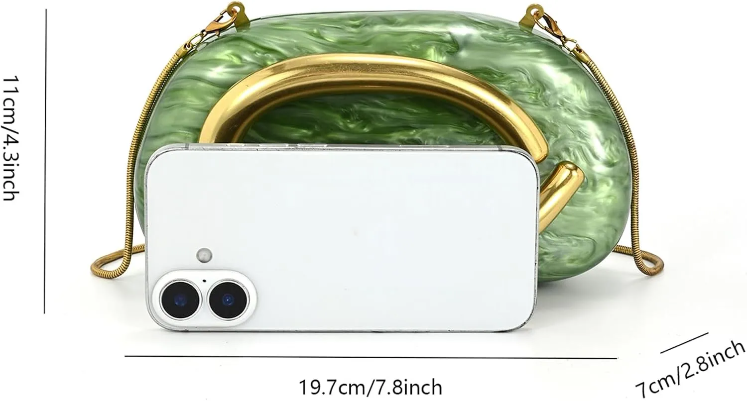 Acrylic Handbags Purses For Women,Crossbody Wallets Designer Clutch Mini Party Evening Bag Trendy Shoulder Gold Chain
