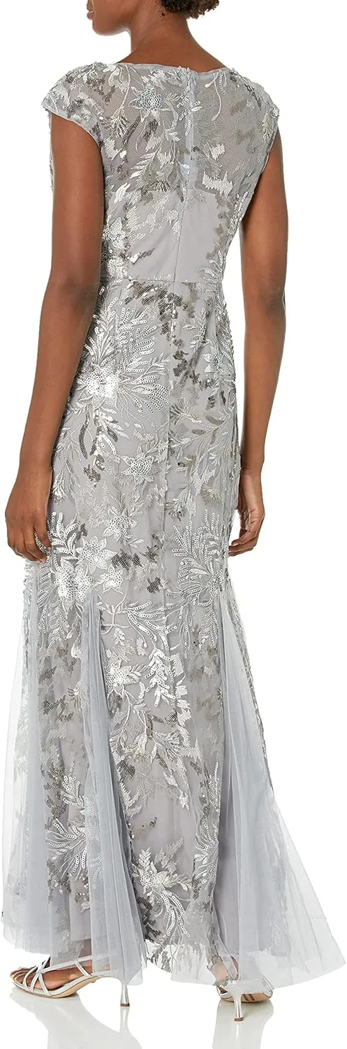 Alex Evenings Women's Long Fit and Flare Mother of The Bride Dress with Godet Detail (Petite and Regular Sizes)