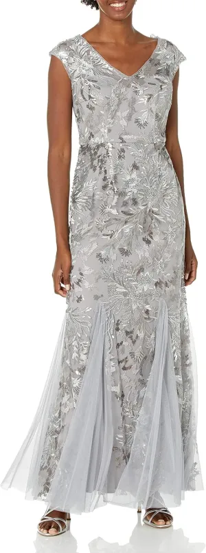 Alex Evenings Women's Long Fit and Flare Mother of The Bride Dress with Godet Detail (Petite and Regular Sizes)