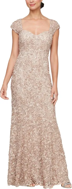 Alex Evenings Women's Long Sleeveless Mother of The Bride Dress with Shawl (Petite and Regular Sizes)