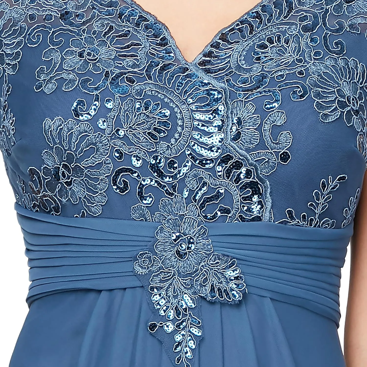 Alex Evenings Women's Stretch Sequin Bodice Empire Waist Long Gown, Formal Event Dress (Petite and Regular Sizes)