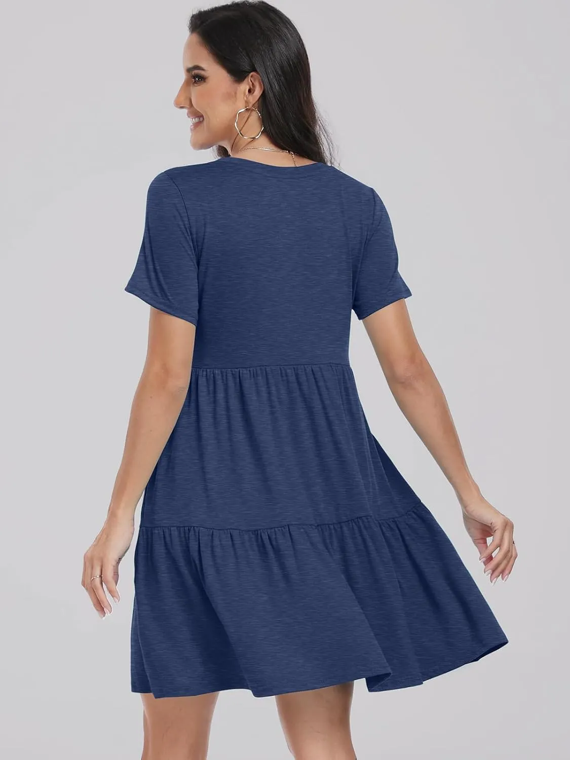 ANRABESS Women Summer Casual Dress Short Sleeve Crewneck Swing Mini Tshirt Dresses 2025 Vacation Beach Short Sundress