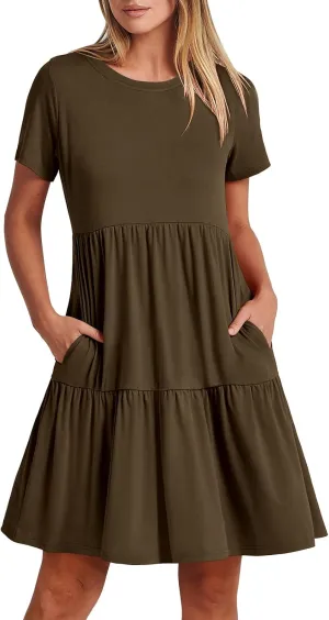 ANRABESS Women Summer Casual Dress Short Sleeve Crewneck Swing Mini Tshirt Dresses 2025 Vacation Beach Short Sundress