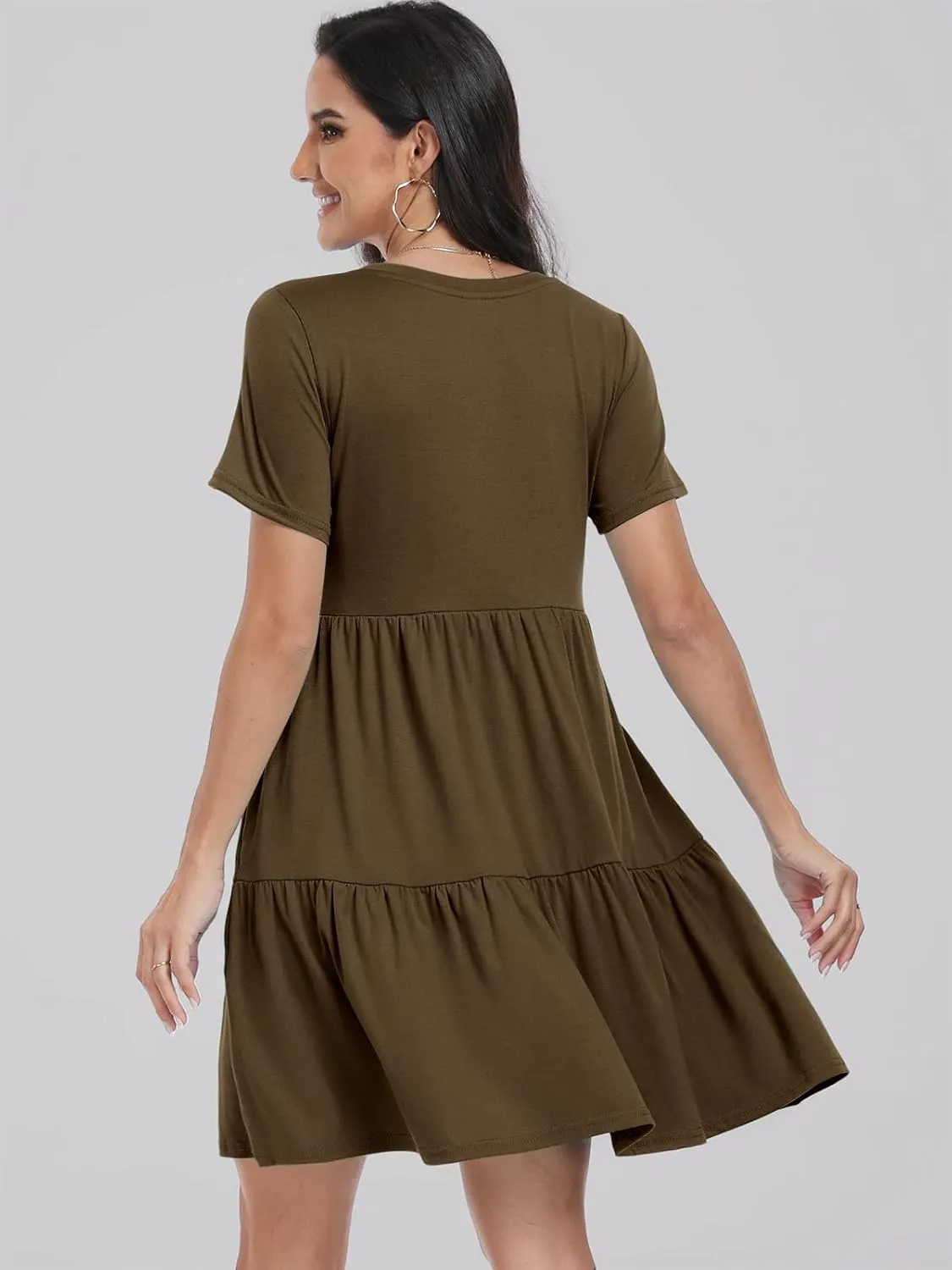 ANRABESS Women Summer Casual Dress Short Sleeve Crewneck Swing Mini Tshirt Dresses 2025 Vacation Beach Short Sundress