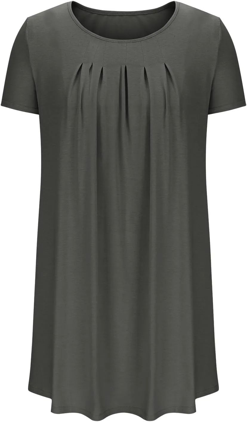 Borniu Women's Summer Casual T Shirt Dresses Short Sleeve Swing Dress with Pocket Fashion Casual Beach Vacation Mini Dresses