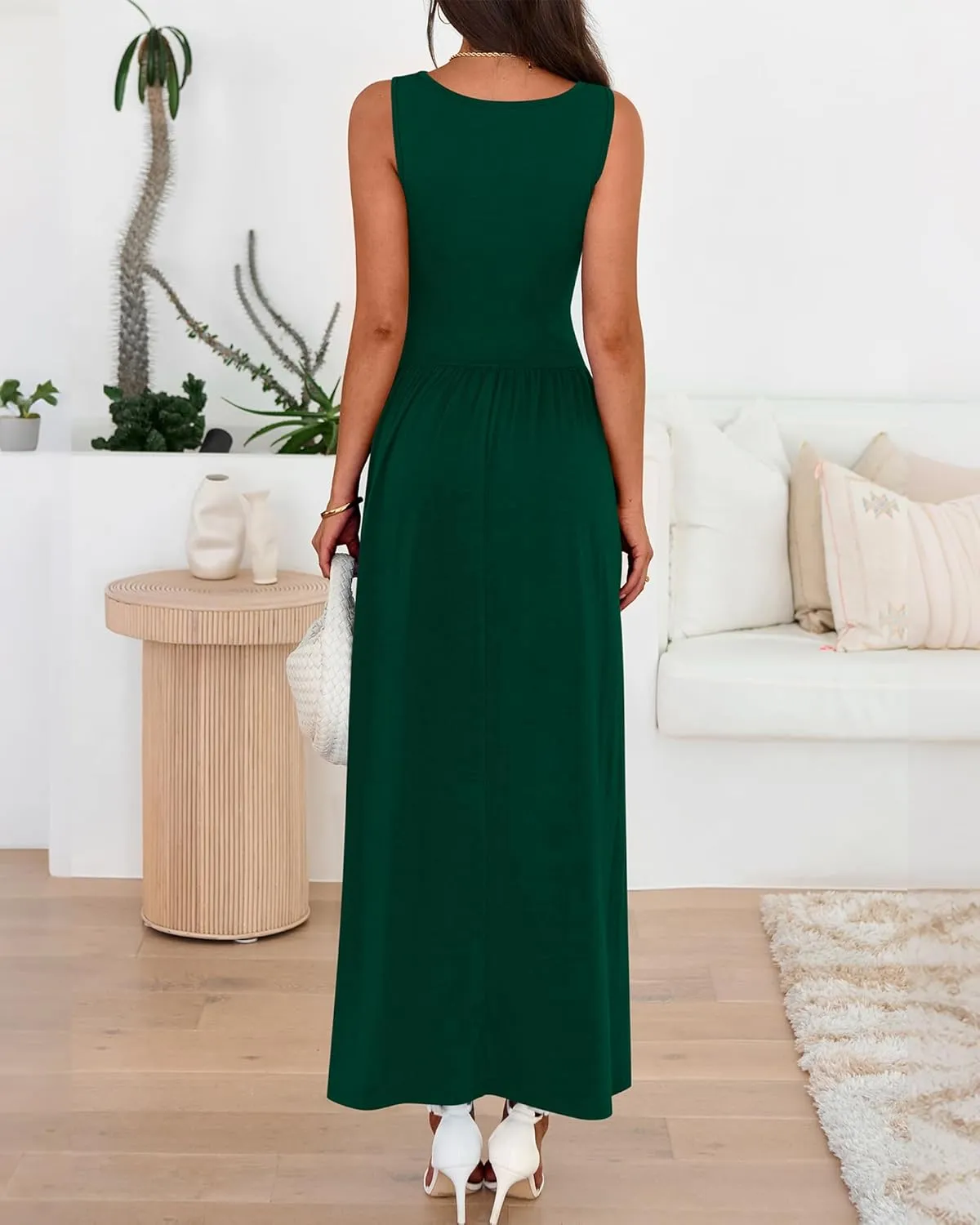 BTFBM Summer Maxi Dresses for Women 2025 Sleeveless Casual Ruched High Waisted Tank Long Sundress Flowy Beach Dress
