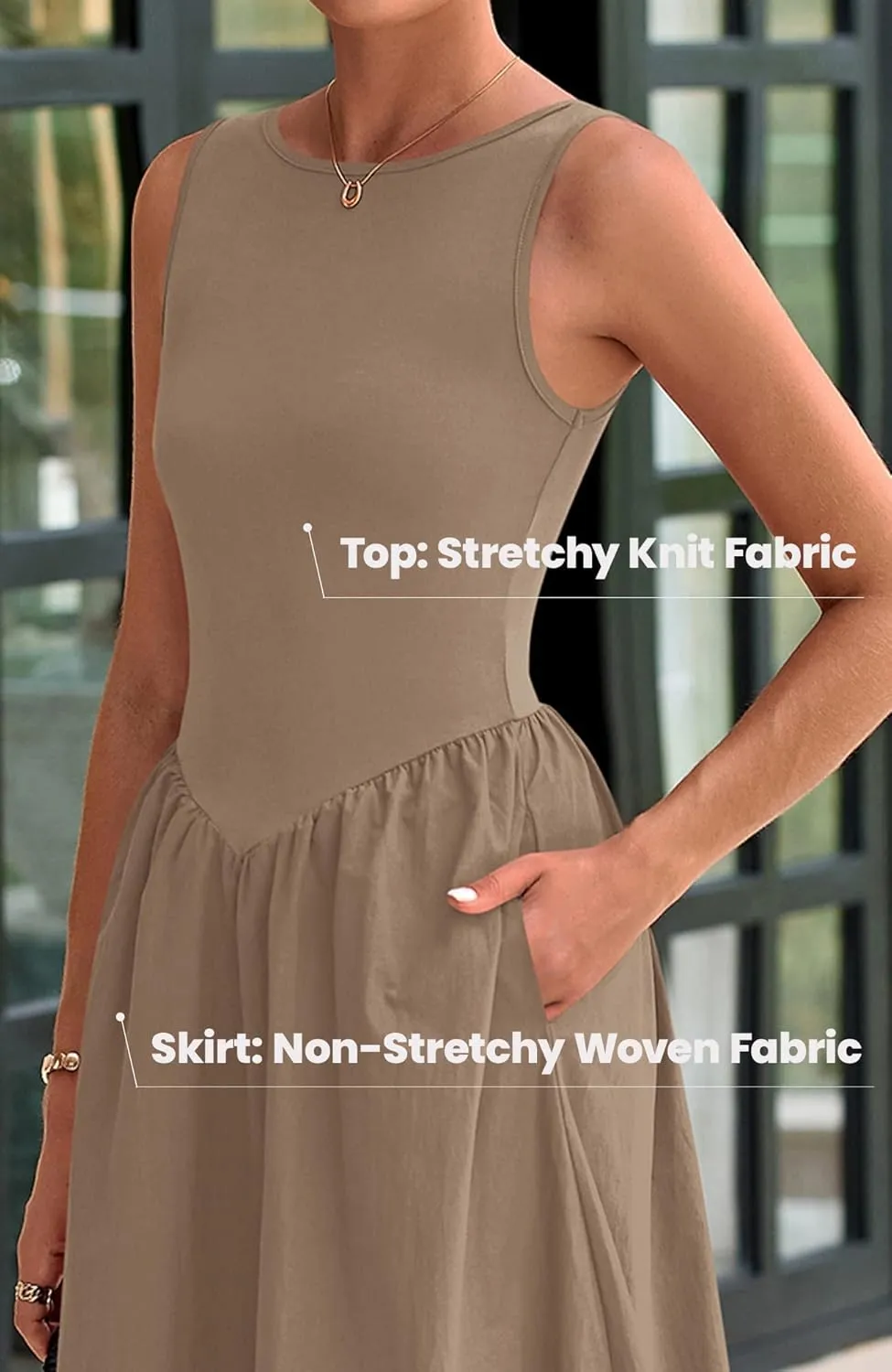BTFBM Women's 2025 Summer Casual Sleeveless Midi Dress Patchwork Knit Tank Bubble Long Flowy Beach Maxi Sundress Pockets