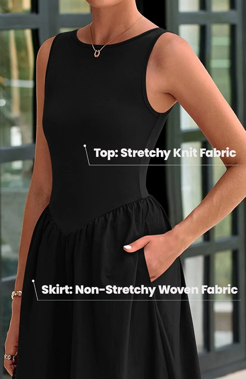 BTFBM Women's 2025 Summer Casual Sleeveless Midi Dress Patchwork Knit Tank Bubble Long Flowy Beach Maxi Sundress Pockets