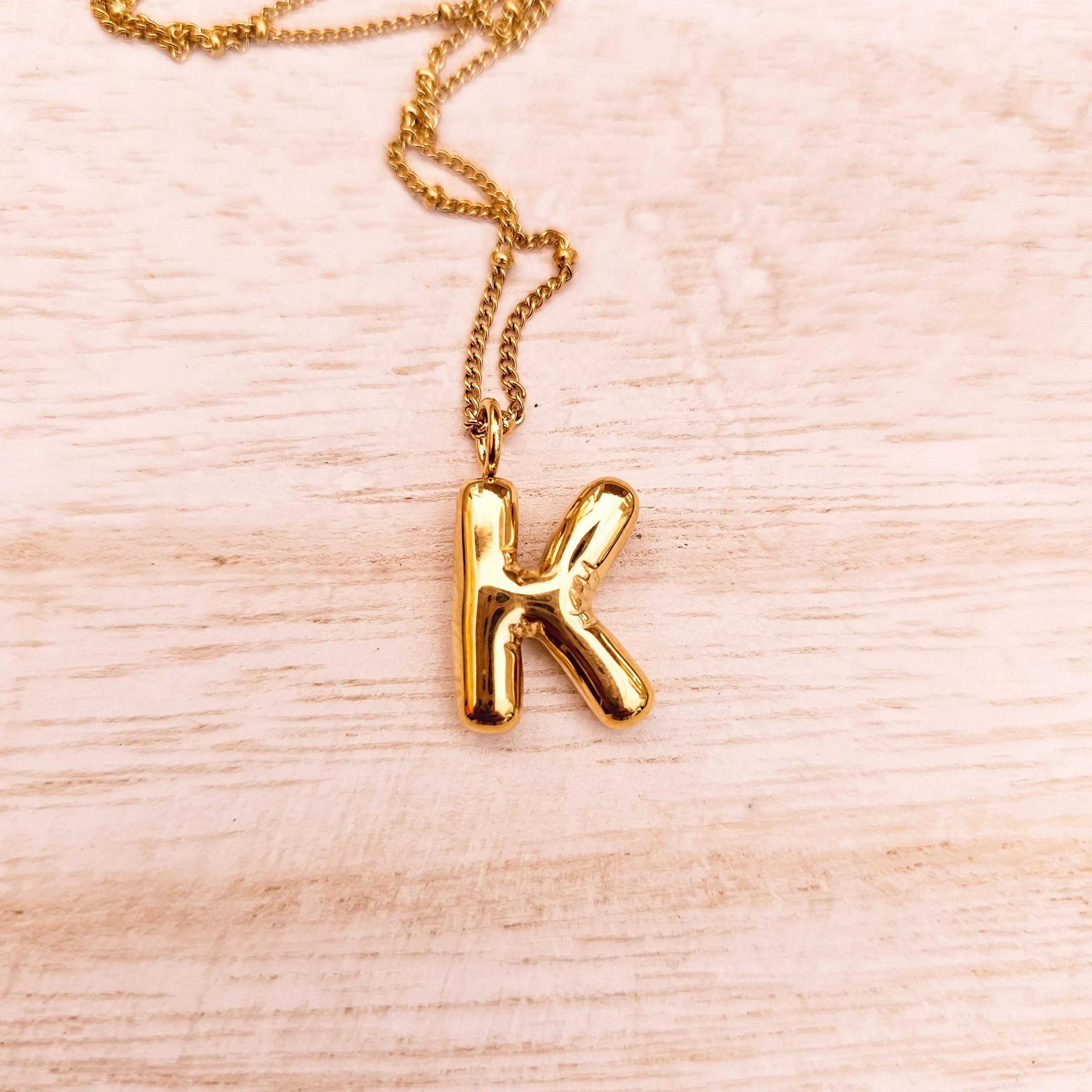 Bubble initial necklace
