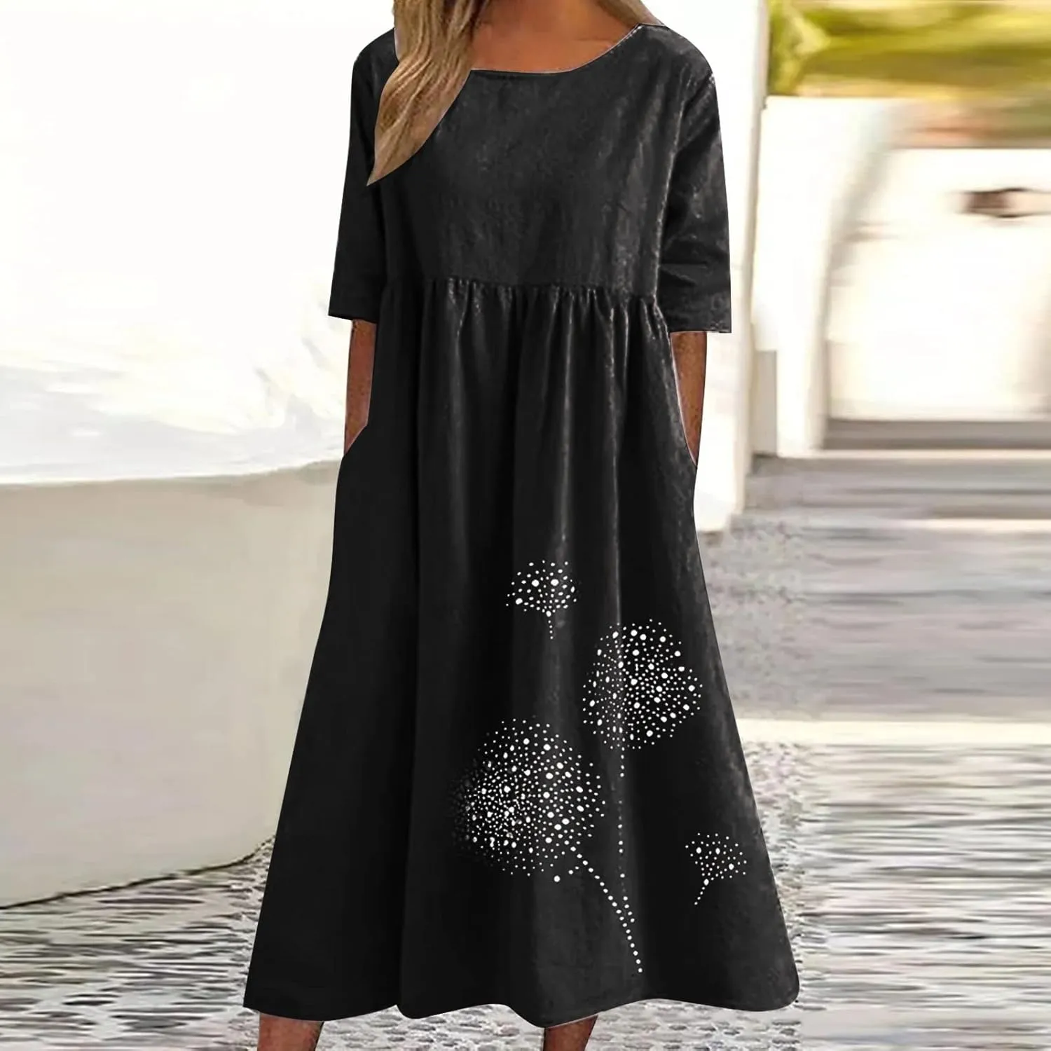 Ceboyel Women Boho Floral Summer Dresses Casual Maxi Dress Bohemian Flowy Long Dresses 2024 Trendy Vacation Clothes