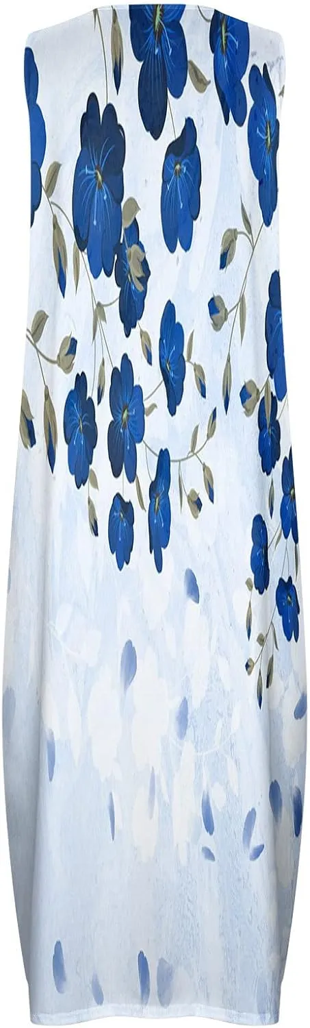 Ceboyel Womens Floral Summer Long Maxi Dress Bohemian Sleeveless Sundresses Casual Flowy Sun Dresses Trendy Resort Wear 2023