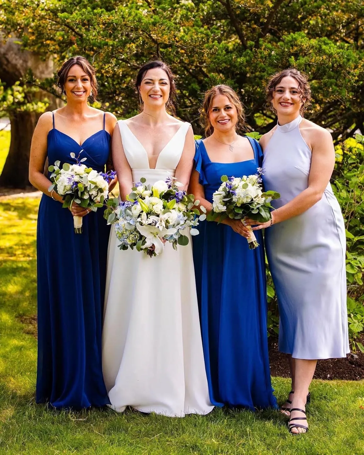 Chiffon Bridesmaid Dresses Long with Slit Short Sleeve Formal Wedding Guest Dress for Women
