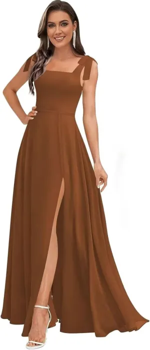 Chiffon Simple Bridesmaid Dresses for Women High Slit Prom Dresses for Teens Aline Formal Evening Dress