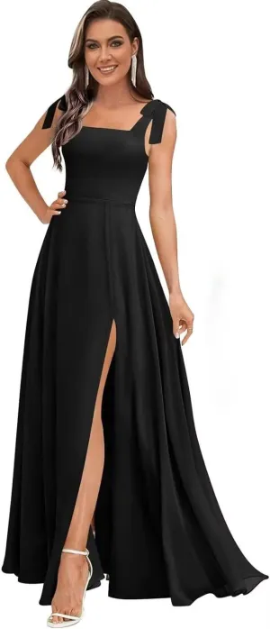 Chiffon Simple Bridesmaid Dresses for Women High Slit Prom Dresses for Teens Aline Formal Evening Dress
