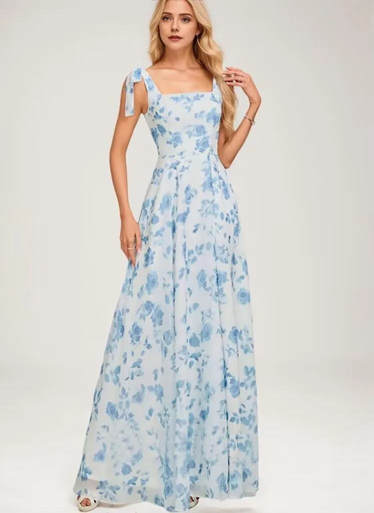 Chiffon Simple Bridesmaid Dresses for Women High Slit Prom Dresses for Teens Aline Formal Evening Dress