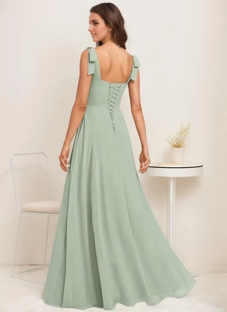 Chiffon Simple Bridesmaid Dresses for Women High Slit Prom Dresses for Teens Aline Formal Evening Dress