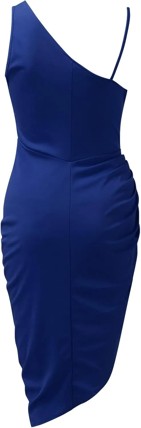 Cocktail Dresses for Women Sequin Bodycon Sexy One Shoulder Slit Midi Dress Summer Formal Elegant Plus Size Dress