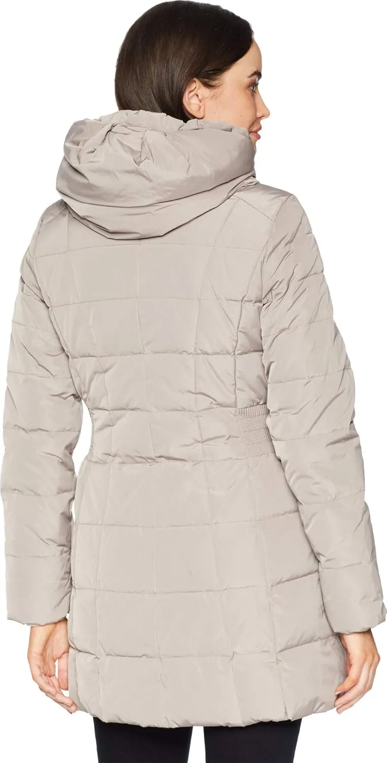 Cole Haan Women's Taffeta Down Coat with Bib Front and Dramatic Hood