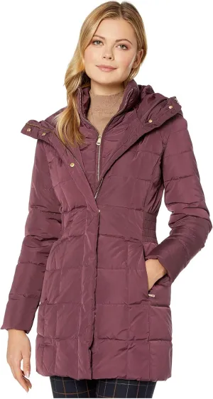 Cole Haan Women's Taffeta Down Coat with Bib Front and Dramatic Hood
