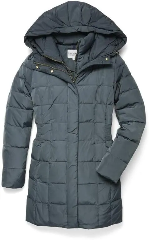 Cole Haan Women's Taffeta Down Coat with Bib Front and Dramatic Hood