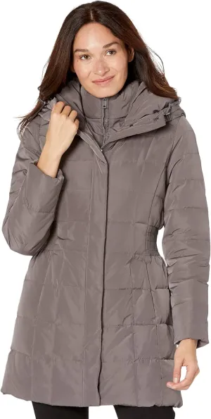 Cole Haan Women's Taffeta Down Coat with Bib Front and Dramatic Hood