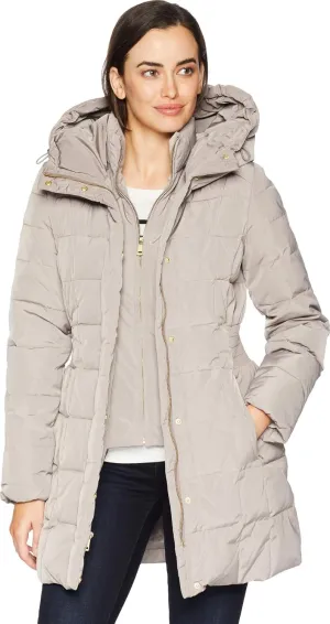 Cole Haan Women's Taffeta Down Coat with Bib Front and Dramatic Hood