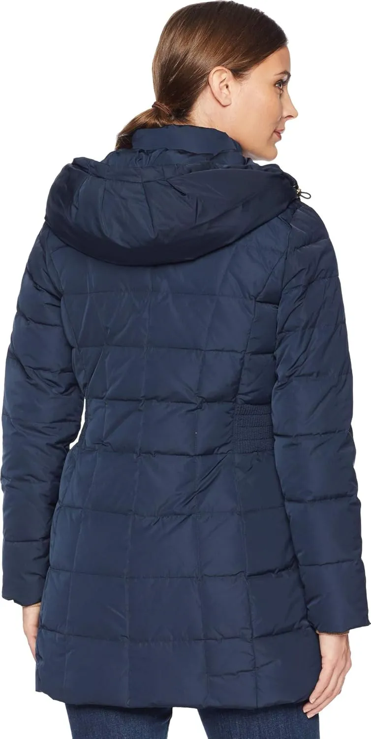 Cole Haan Women's Taffeta Down Coat with Bib Front and Dramatic Hood