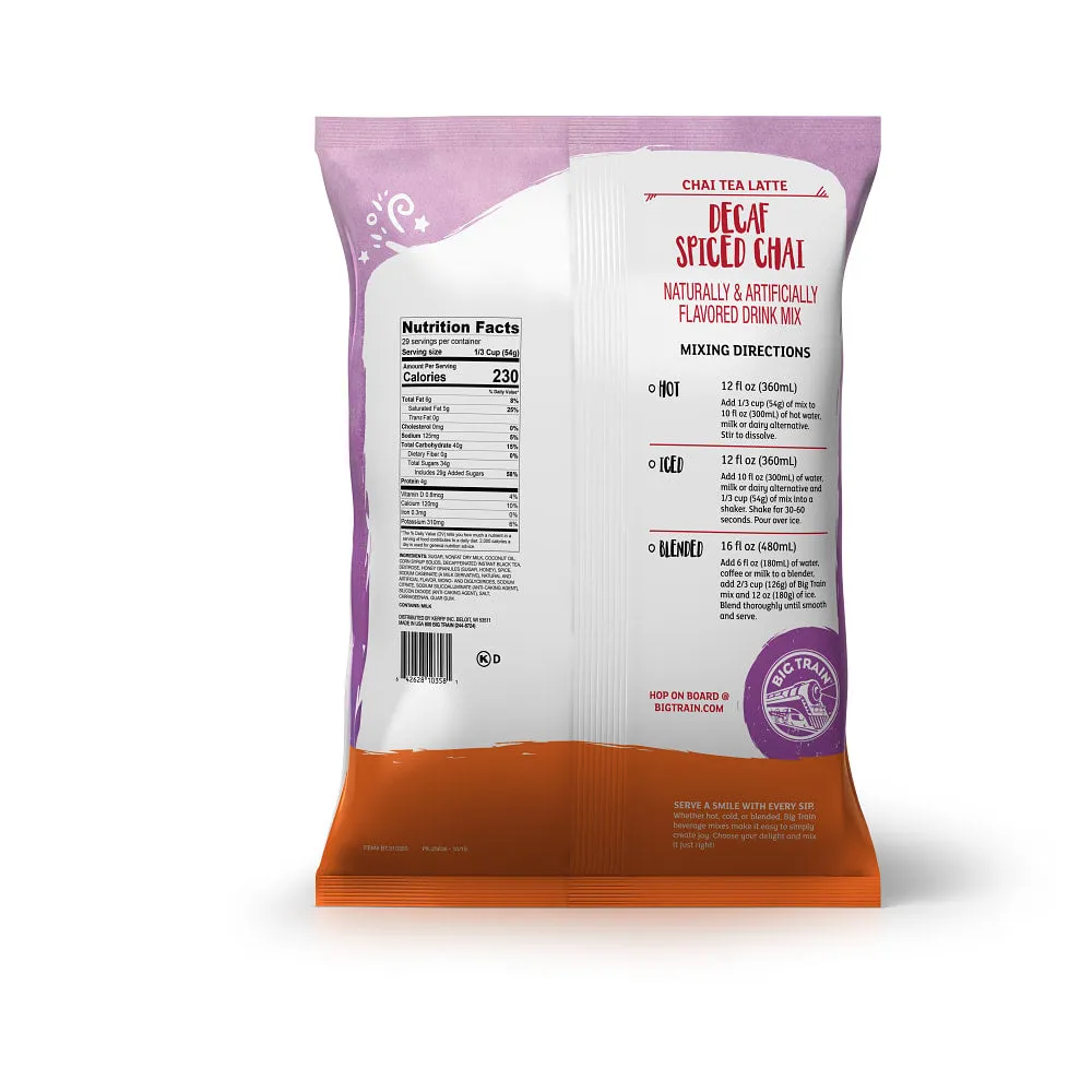 Decaf Spiced Chai Tea Latte Beverage Mix - 4 x 3.5lb Bags